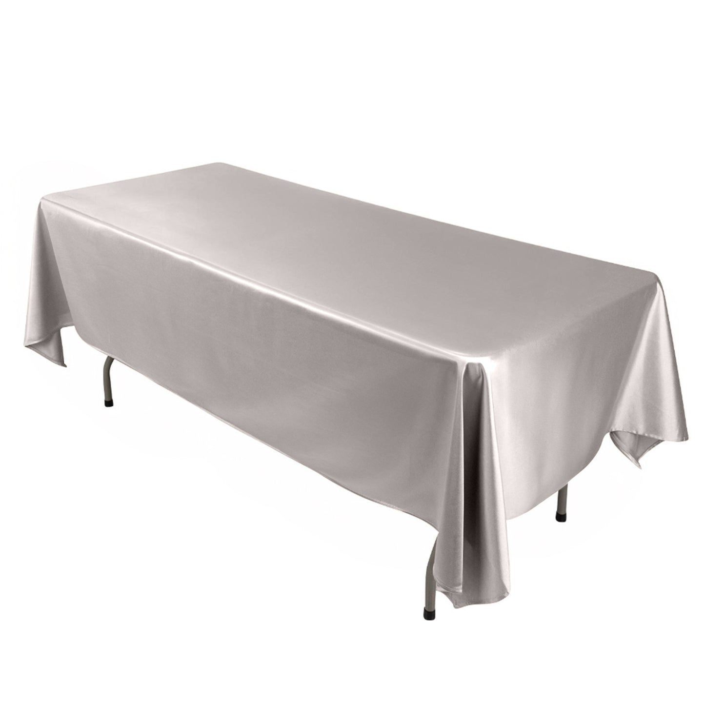 60"x102" Shimmer Silver Scuba Rectangle Tablecloth, Wrinkle Free Polyester Tablecloth