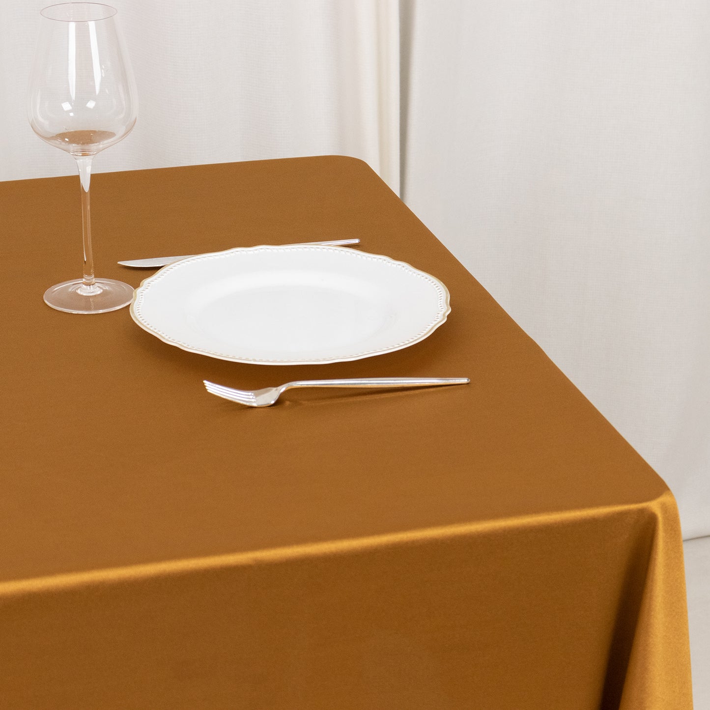 70" Shimmer Gold Premium Scuba Square Tablecloth, Wrinkle Free Polyester Tablecloth