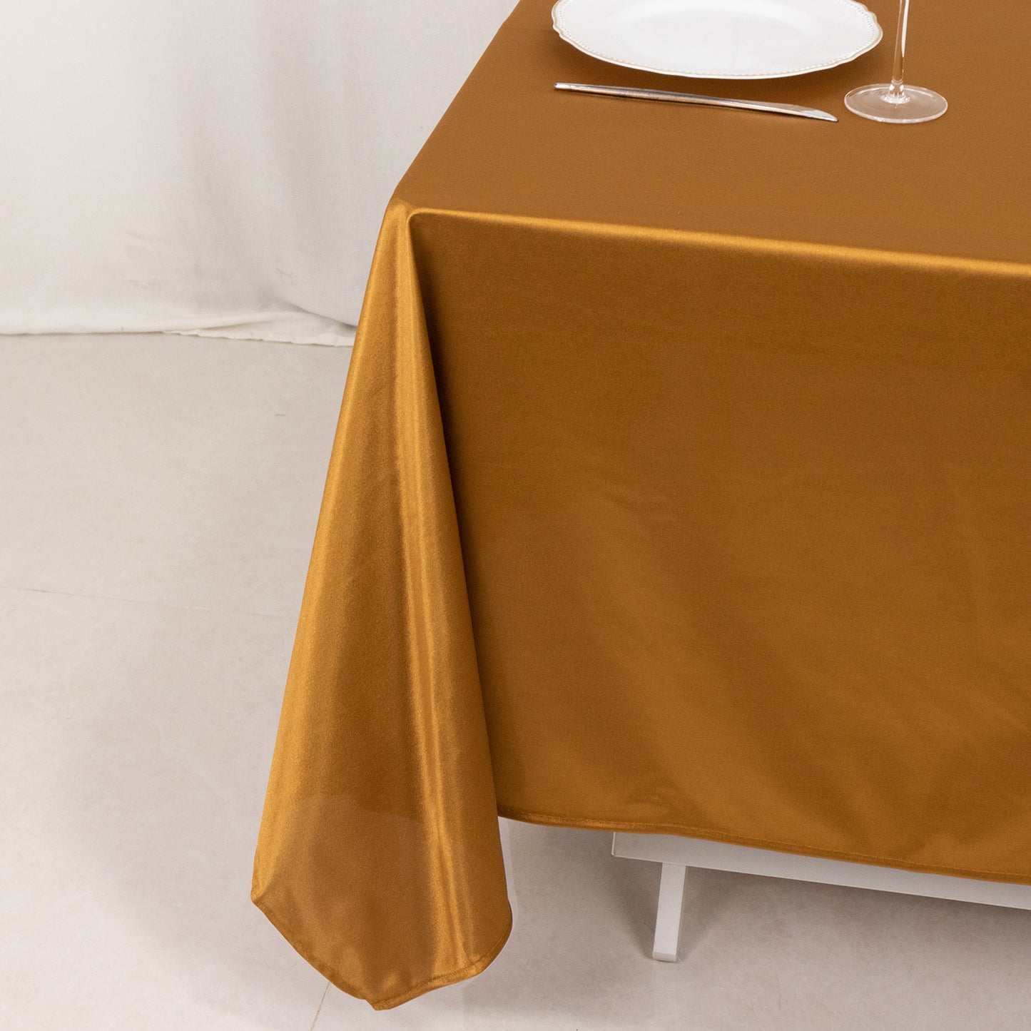 70" Shimmer Gold Premium Scuba Square Tablecloth, Wrinkle Free Polyester Tablecloth