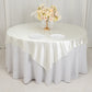70"x70" Shimmer Pearl White Scuba Square Table Overlay, Wrinkle Free Seamless Polyester Table Topper