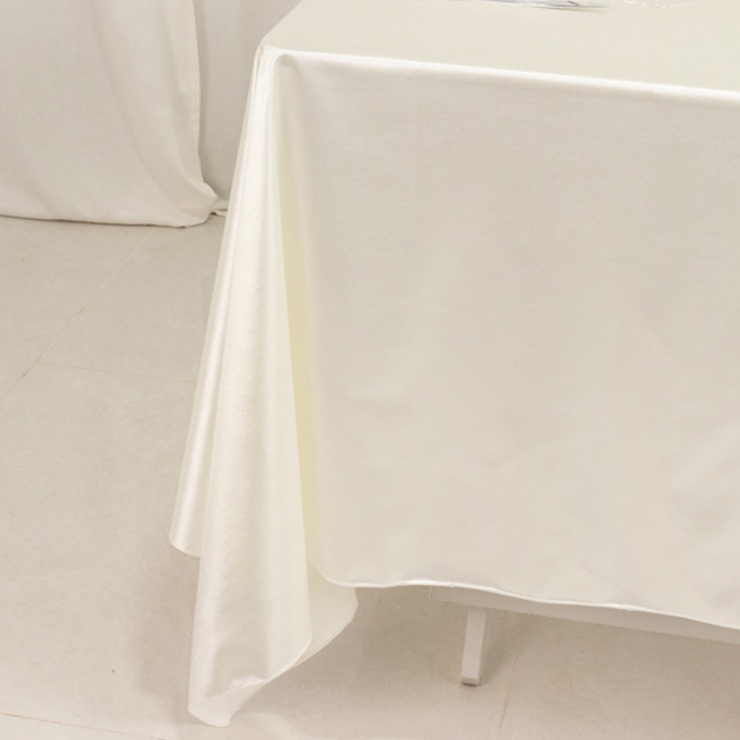 70" Shimmer Pearl White Scuba Square Tablecloth, Wrinkle Free Seamless Polyester Table Cover