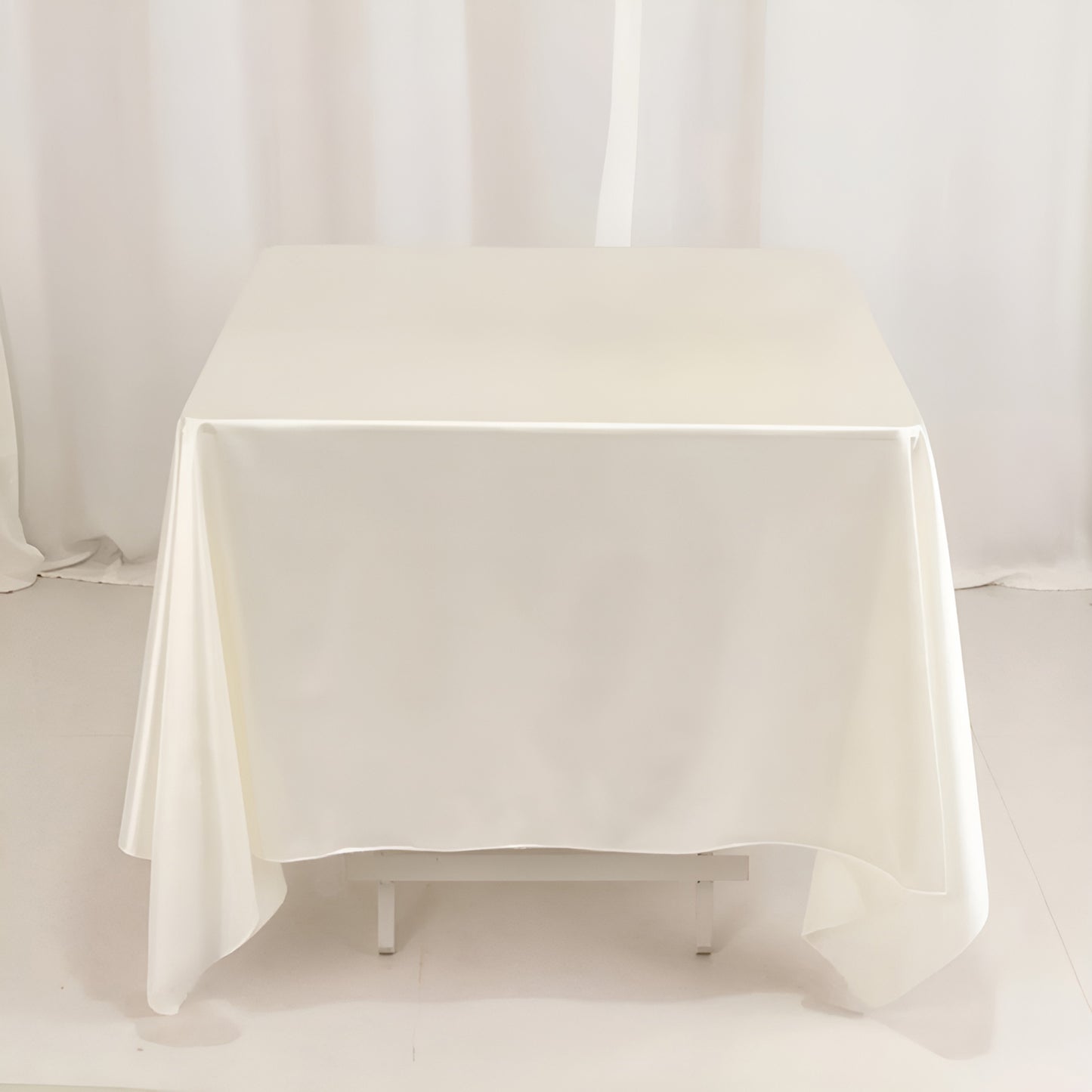 70" Shimmer Pearl White Scuba Square Tablecloth, Wrinkle Free Seamless Polyester Table Cover