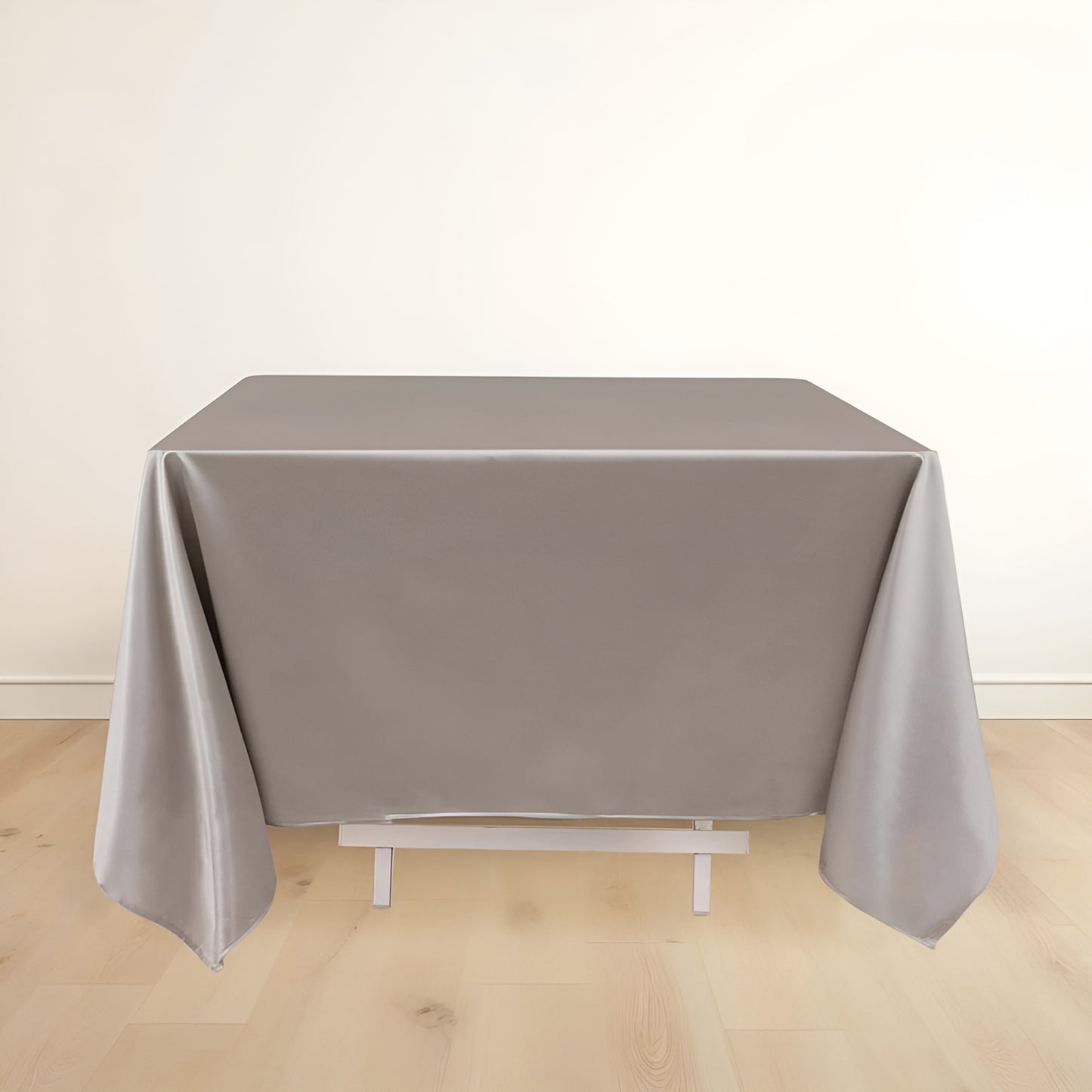 70" Shimmer Silver Scuba Square Tablecloth, Wrinkle Free Polyester Tablecloth