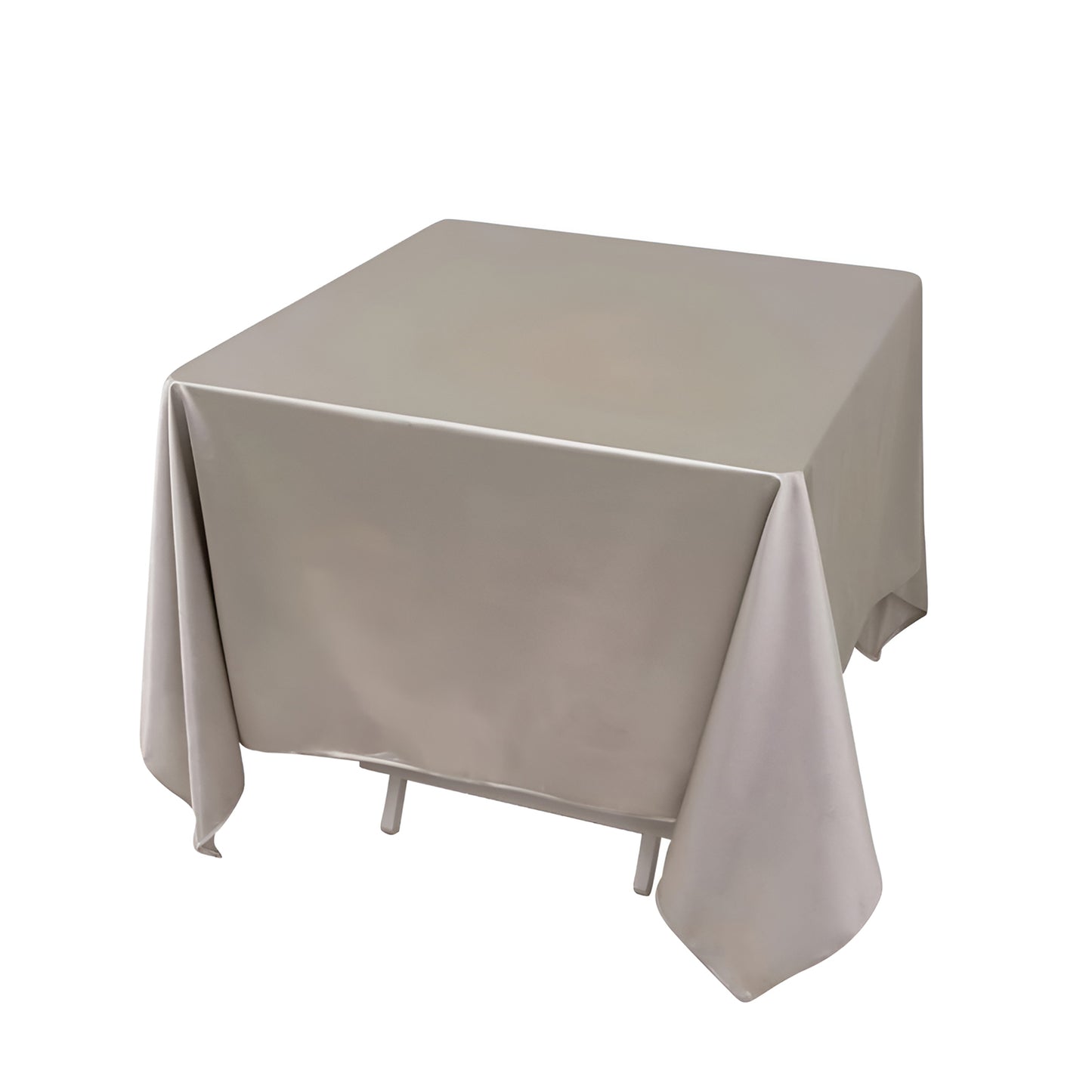 70" Shimmer Silver Scuba Square Tablecloth, Wrinkle Free Polyester Tablecloth