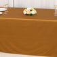 90"x132" Shimmer Gold Scuba Rectangle Tablecloth, Wrinkle Free Seamless Polyester Tablecloth for 6 Foot Table With Floor-Length Drop