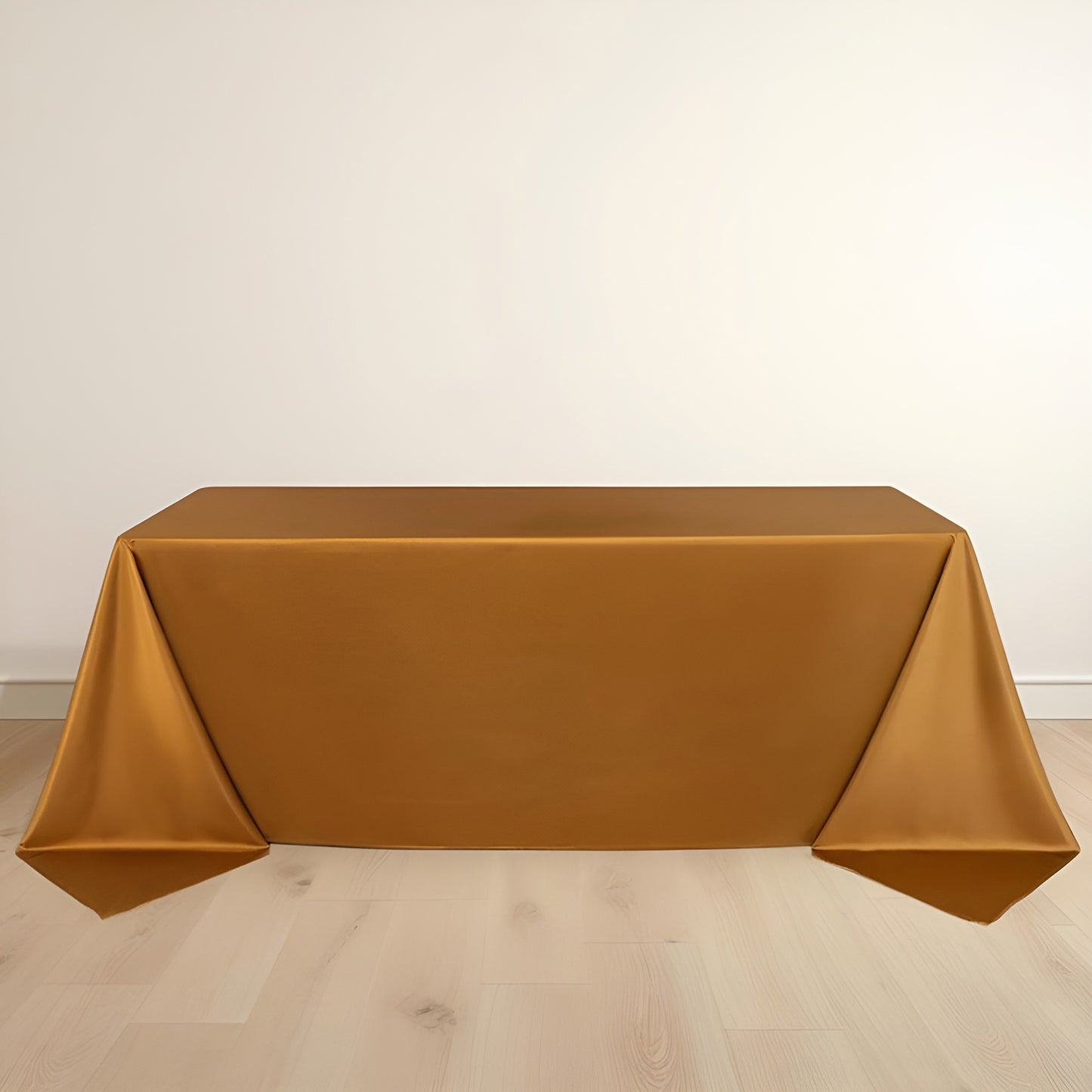 90"x132" Shimmer Gold Scuba Rectangle Tablecloth, Wrinkle Free Seamless Polyester Tablecloth for 6 Foot Table With Floor-Length Drop