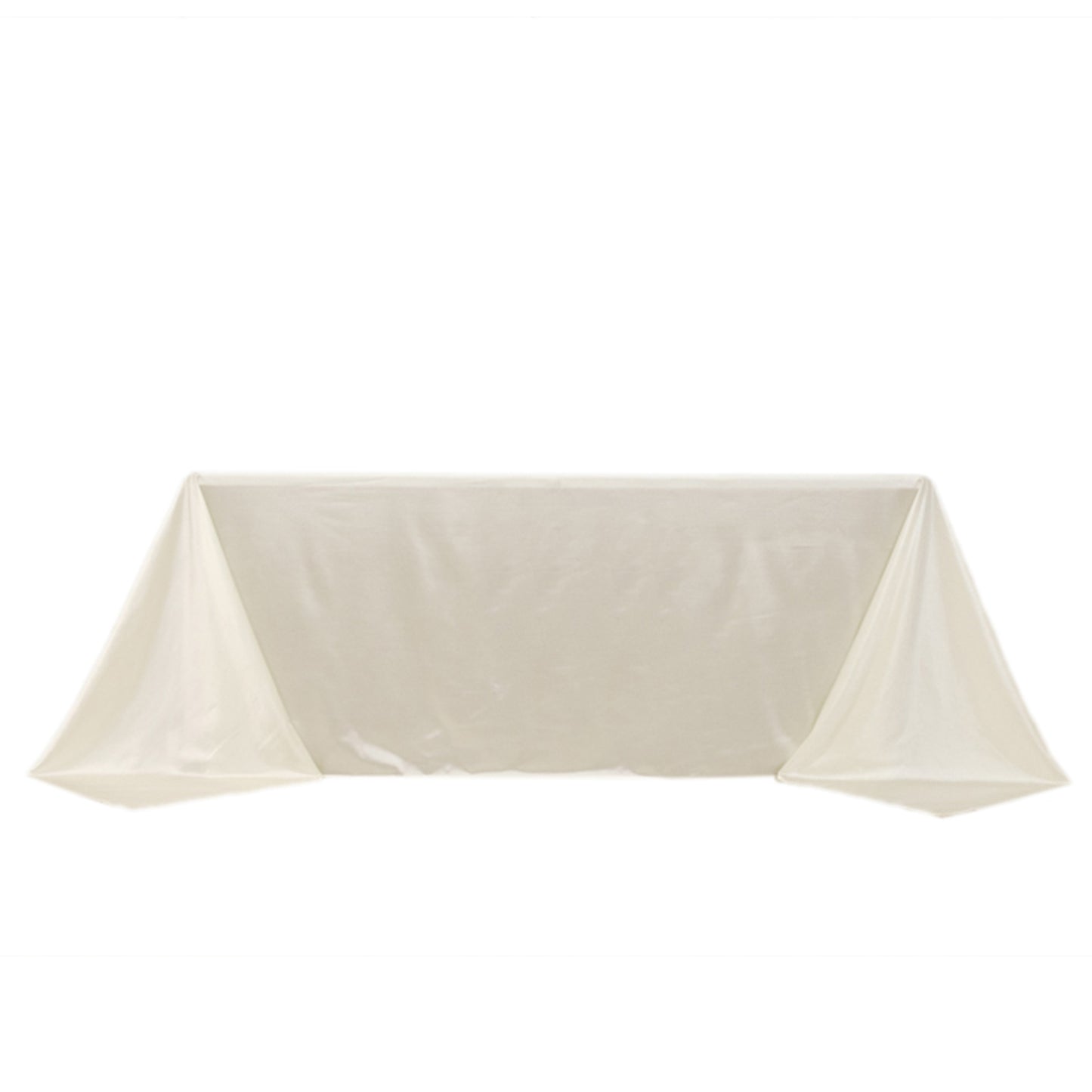 90"x132" Shimmer Pearl White Scuba Rectangle Tablecloth, Wrinkle Free Seamless Premium Polyester Table Cover for 6 Foot Tables With Floor-Length Drop