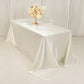 90"x132" Shimmer Pearl White Scuba Rectangle Tablecloth, Wrinkle Free Seamless Polyester Table Cover for 6 Foot Tables With Floor-Length Drop