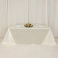 90"x132" Shimmer Pearl White Scuba Rectangle Tablecloth, Wrinkle Free Seamless Polyester Table Cover for 6 Foot Tables With Floor-Length Drop
