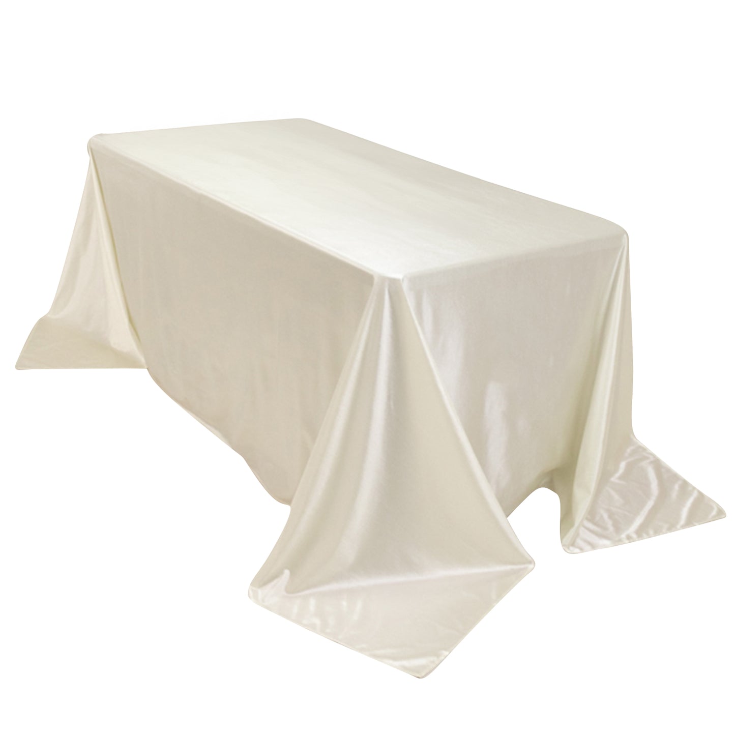 90"x132" Shimmer Pearl White Scuba Rectangle Tablecloth, Wrinkle Free Seamless Premium Polyester Table Cover for 6 Foot Tables With Floor-Length Drop