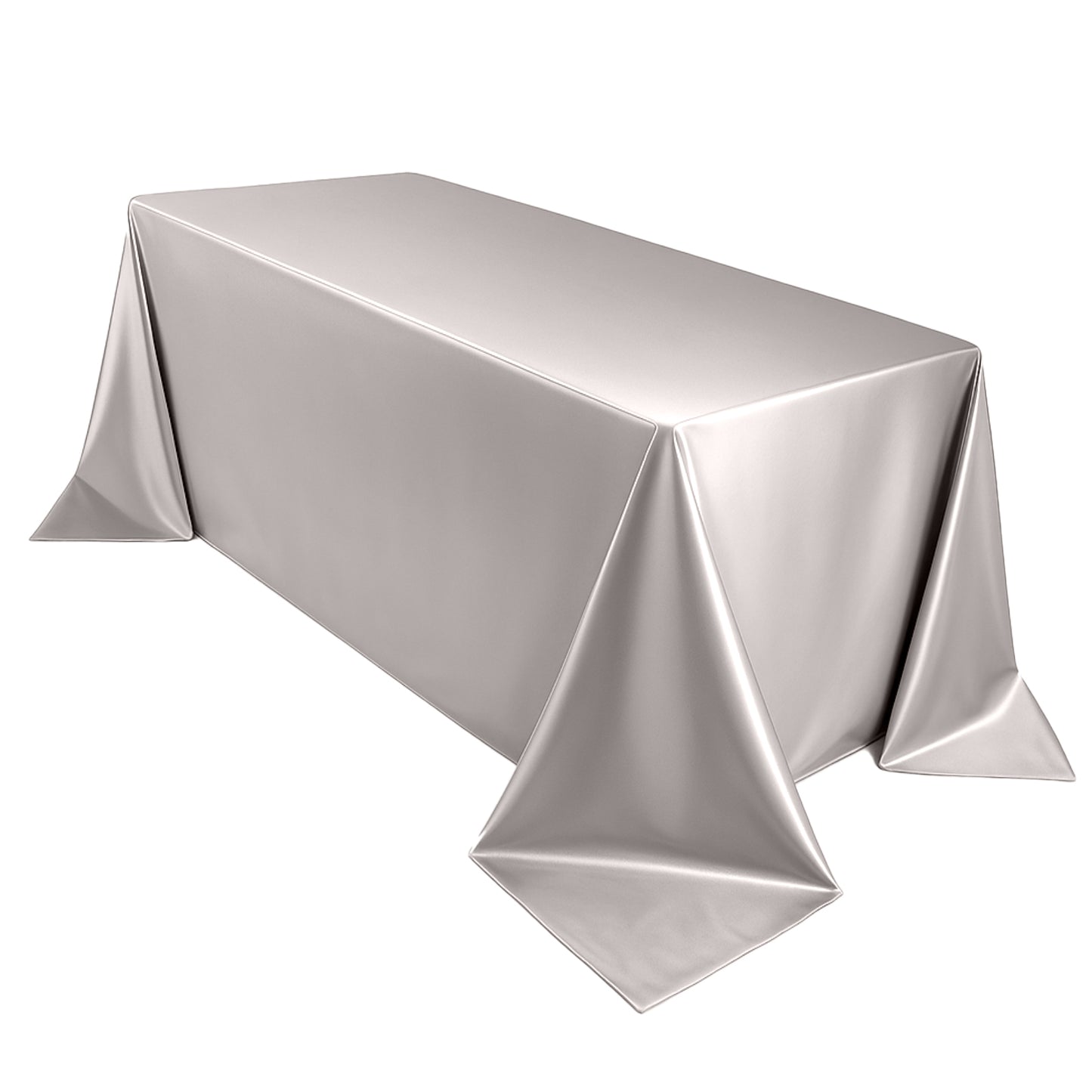 90"x132" Shimmer Silver Scuba Rectangle Tablecloth, Wrinkle Free Seamless Polyester Tablecloth for 6 Foot Table With Floor-Length Drop