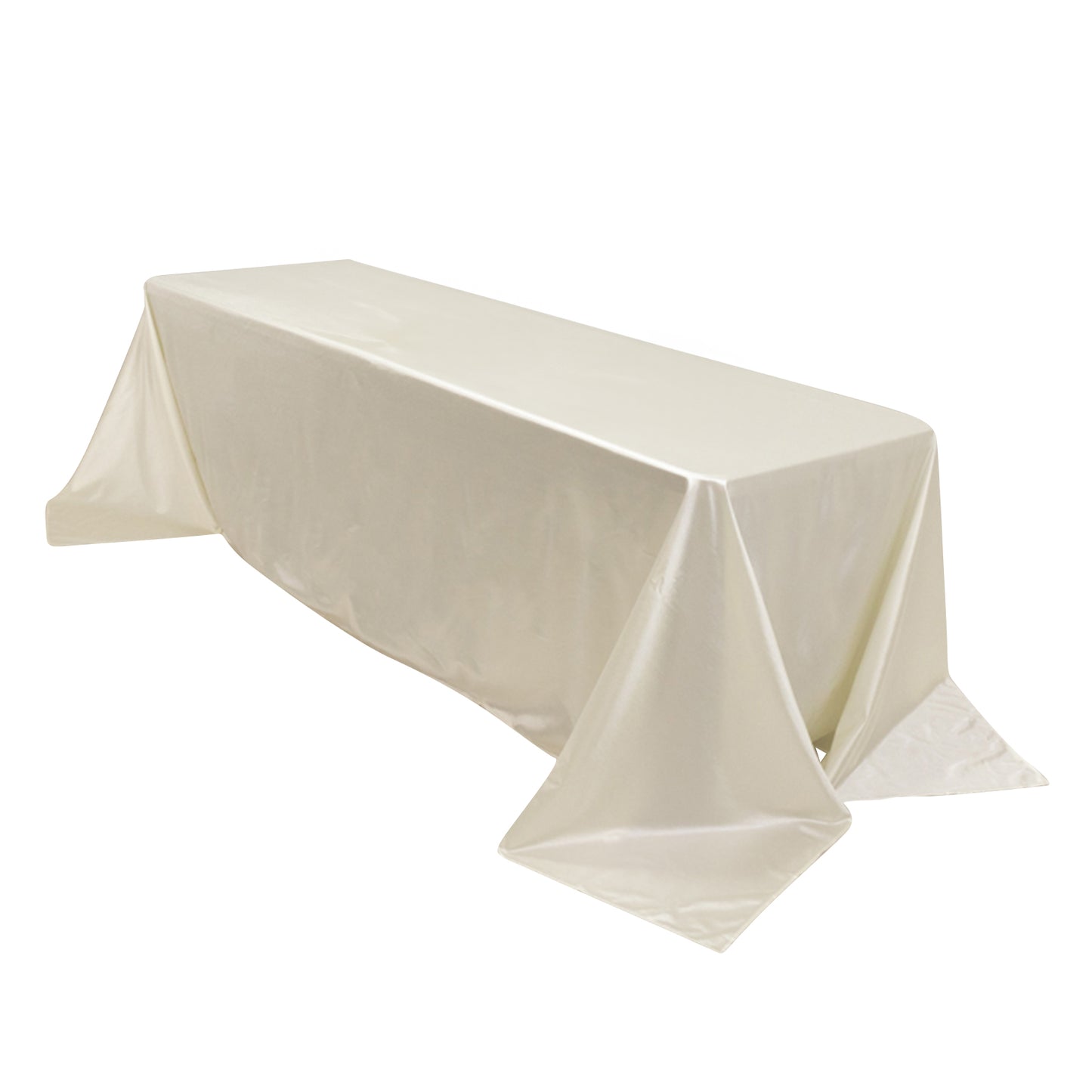 90"x156" Shimmer Pearl White Scuba Rectangle Tablecloth, Wrinkle Free Seamless Premium Polyester Table Cover for 8 Foot Tables With Floor-Length Drop