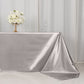 90"x156" Shimmer Silver Scuba Rectangle Tablecloth, Wrinkle Free Seamless Polyester Tablecloth for 8 Foot Table With Floor-Length Drop