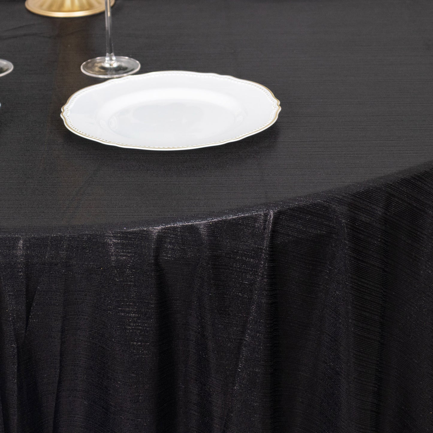 Black shimmer sequin tablecloth, wrinkle-free sparkle tablecover.