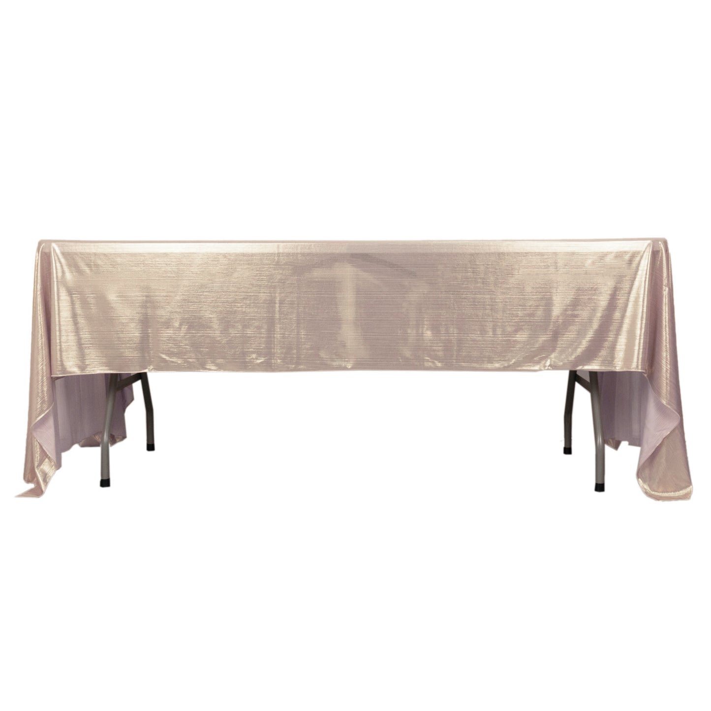 Shiny blush polyester tablecloth with shimmer sequin dots, 60"x126".
