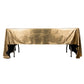 Shiny antique gold rectangular tablecloth with shimmer sequin dots.