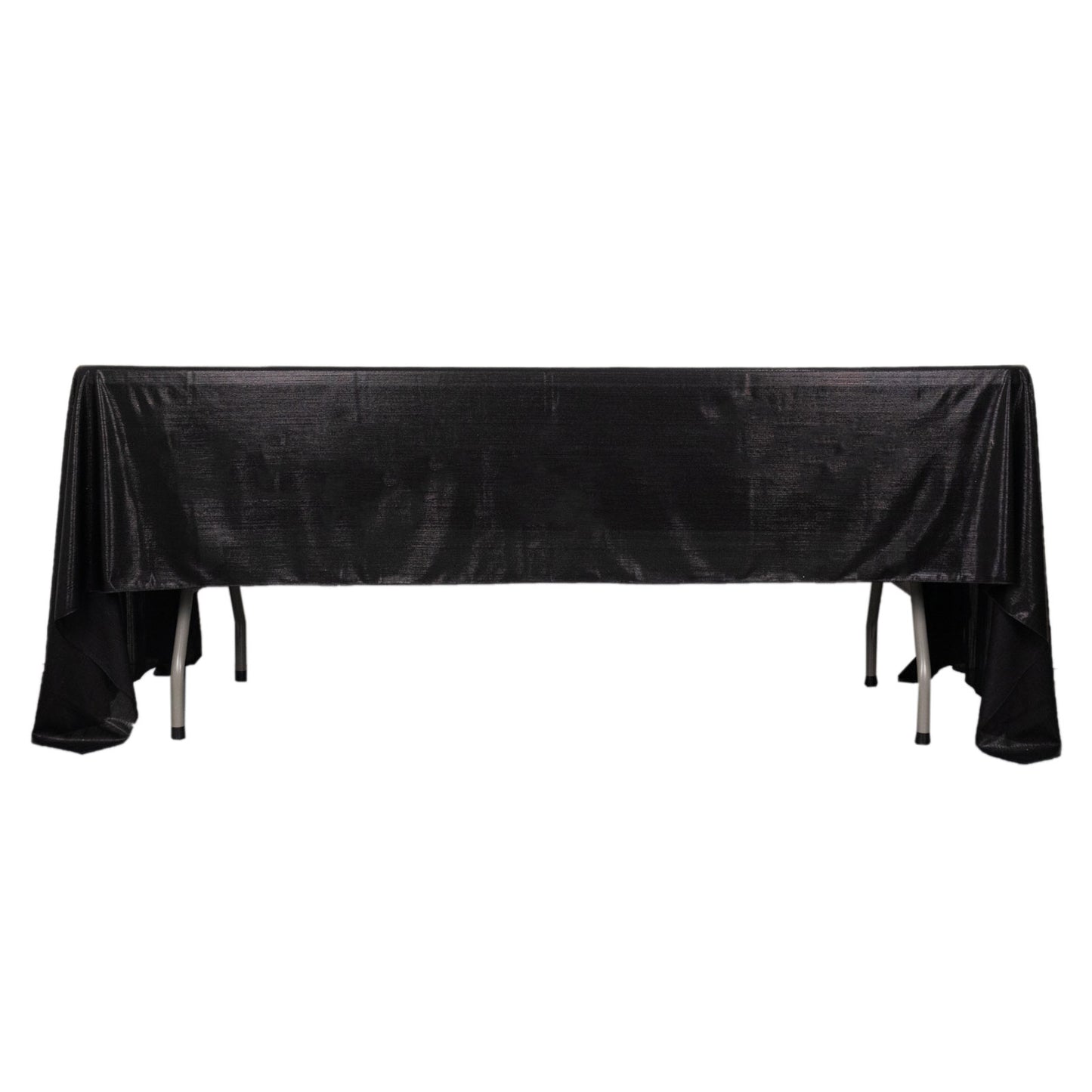 Shiny black polyester tablecloth with shimmer sequin dots, 60"x126".