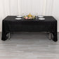 Shiny black rectangular tablecloth with shimmer sequin dots.
