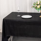 Shiny black polyester tablecloth with shimmer sequin dots on a dining table.
