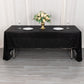 Shiny black polyester rectangular tablecloth with shimmer sequin dots.