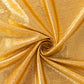 Shiny gold polyester tablecloth with shimmer sequin dots. #whtbkgd