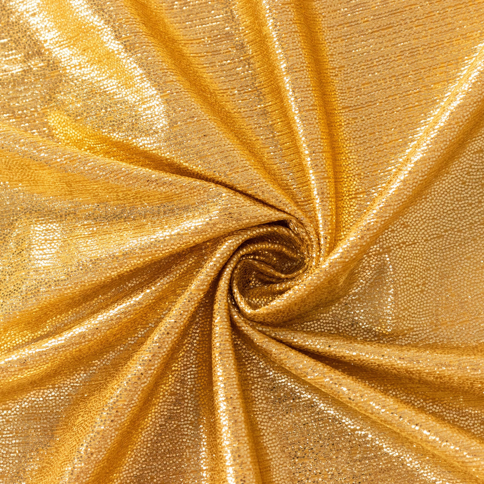 Shiny gold polyester tablecloth with shimmer sequin dots. #whtbkgd