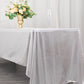 Shiny silver rectangular tablecloth with shimmer sequin dots.