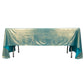 Shiny turquoise rectangular tablecloth with shimmer sequin dots.