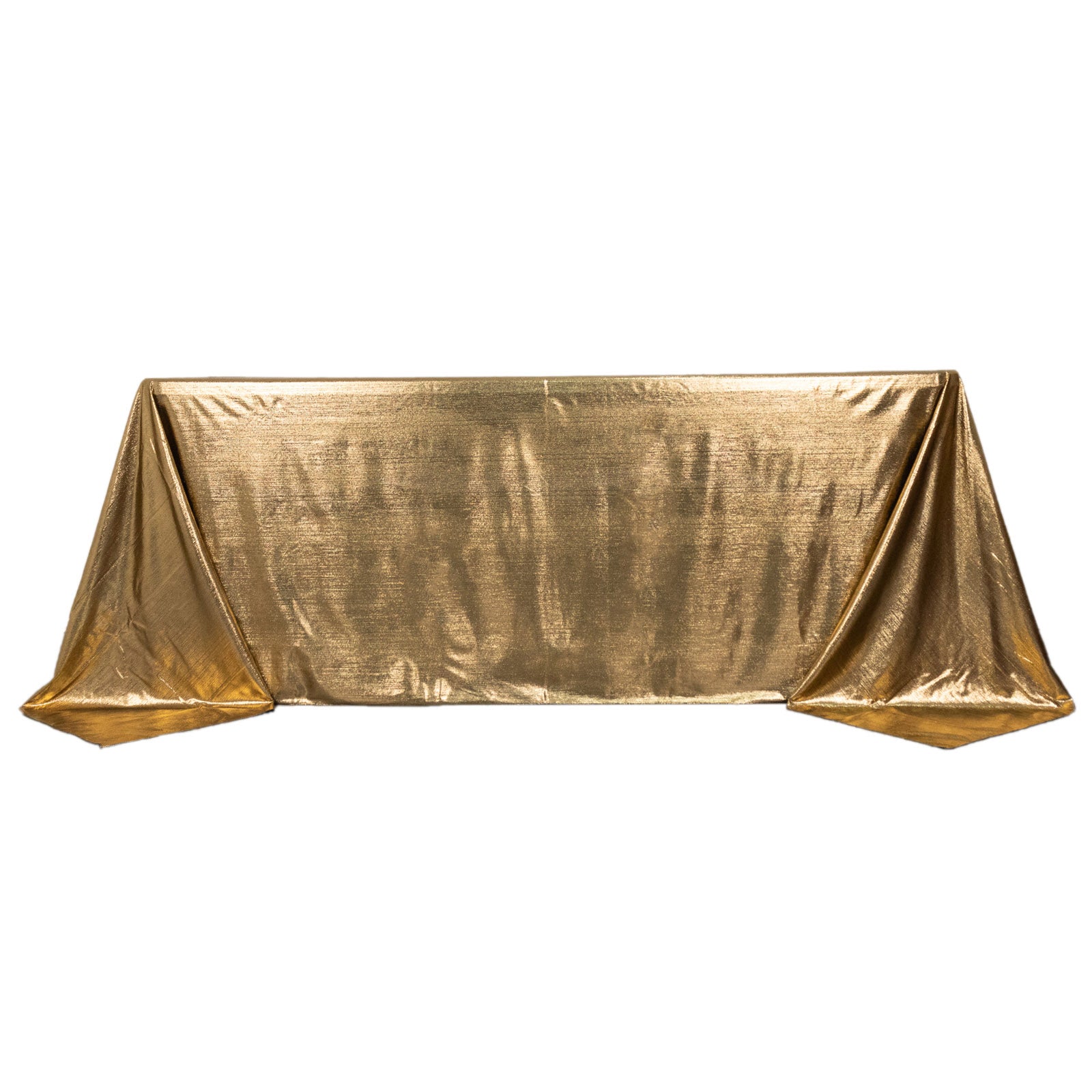 Antique gold shimmer sequin tablecloth, wrinkle-free and sparkling.
