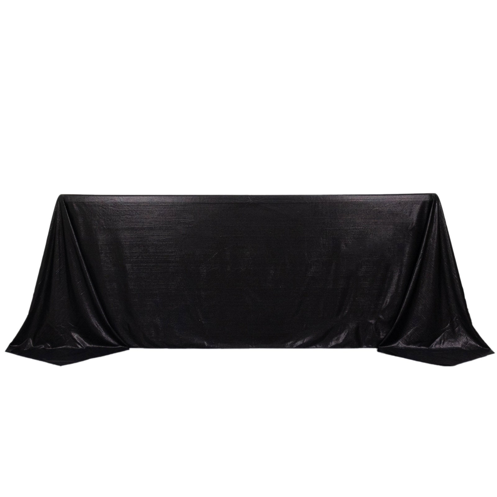 Black shimmer sequin tablecloth, 90"x132", wrinkle-free and sparkling.