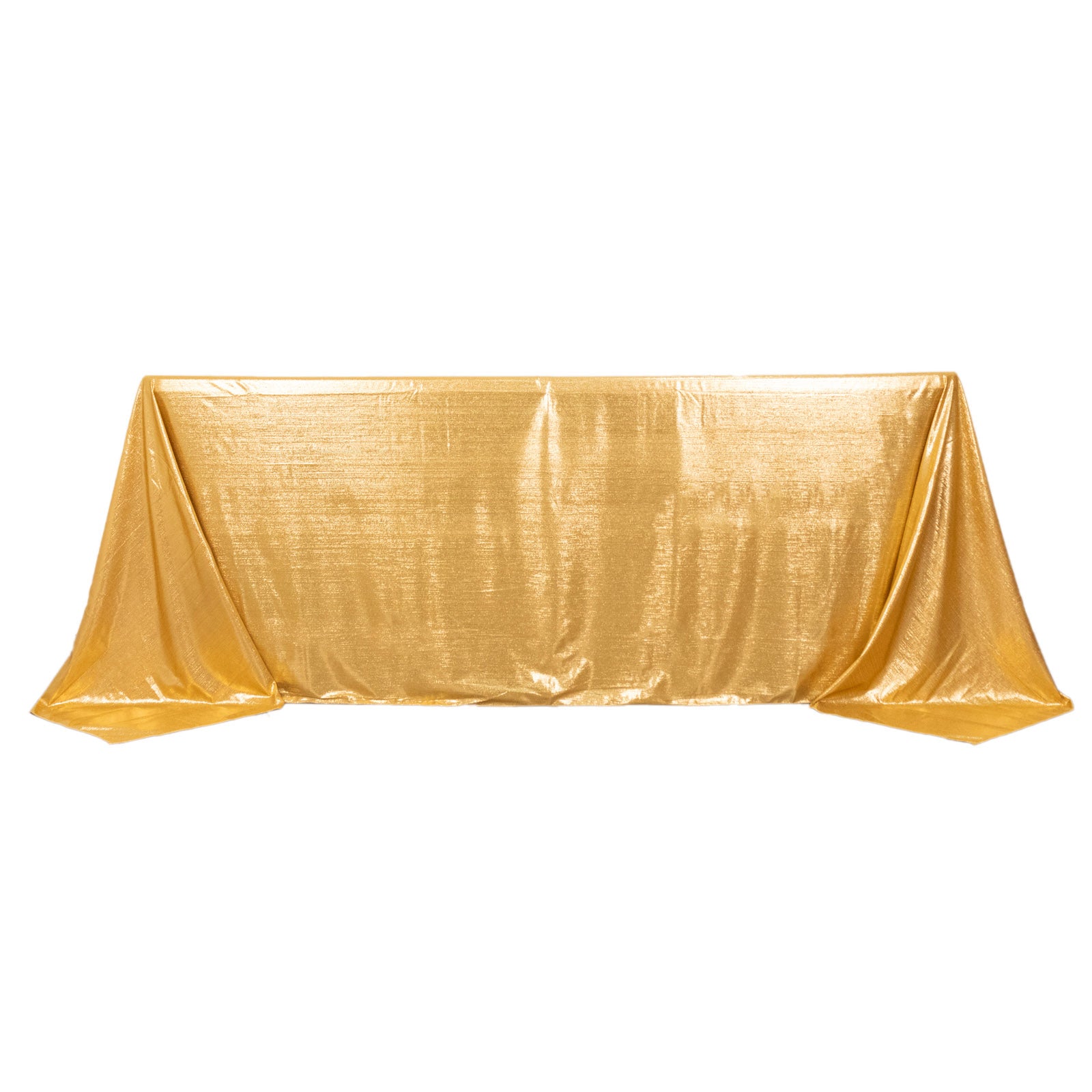 Gold shimmer sequin tablecloth, 90"x132", wrinkle-free sparkle.