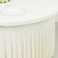 Ivory wavy spandex fitted tablecloth for 60-inch tables with ruffles.