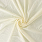Ivory stretch tablecloth with ruffles for 60-inch tables.