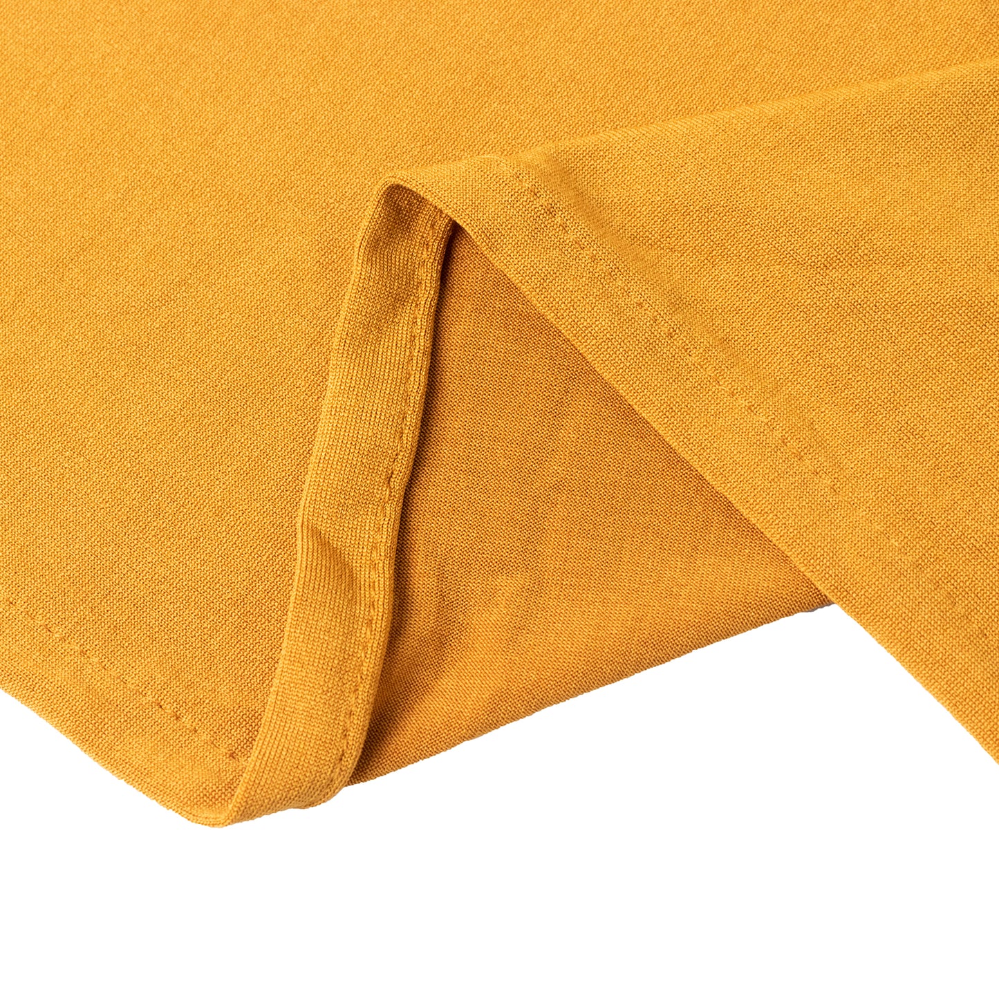 Gold fitted round tablecloth for 5-foot tables.