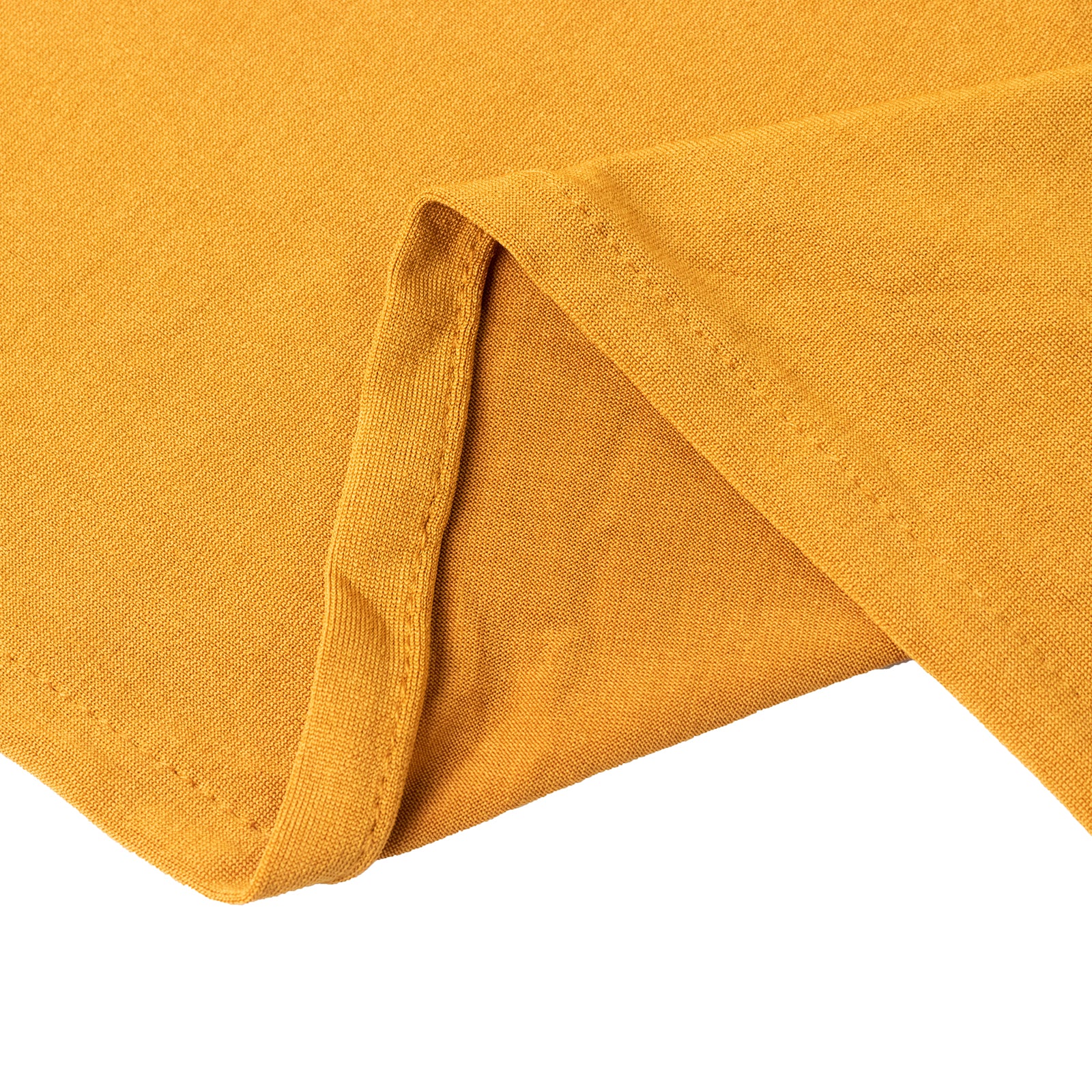 Gold fitted round tablecloth for 5-foot tables.