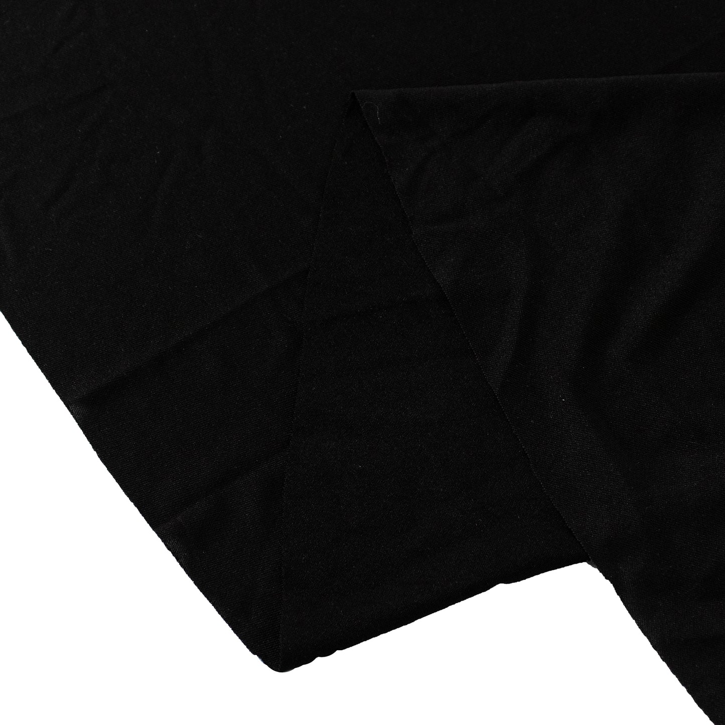 Black wavy spandex fitted tablecloth for 72-inch tables with ruffles.