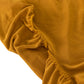 Gold wavy spandex fitted tablecloth with ruffles for 72-inch tables.