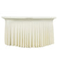 Ivory wavy spandex fitted tablecloth for 72-inch tables with ruffles.