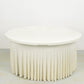 Ivory wavy spandex fitted tablecloth with ruffles for 72-inch tables