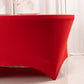 Red fitted table cover for 72-inch tables.