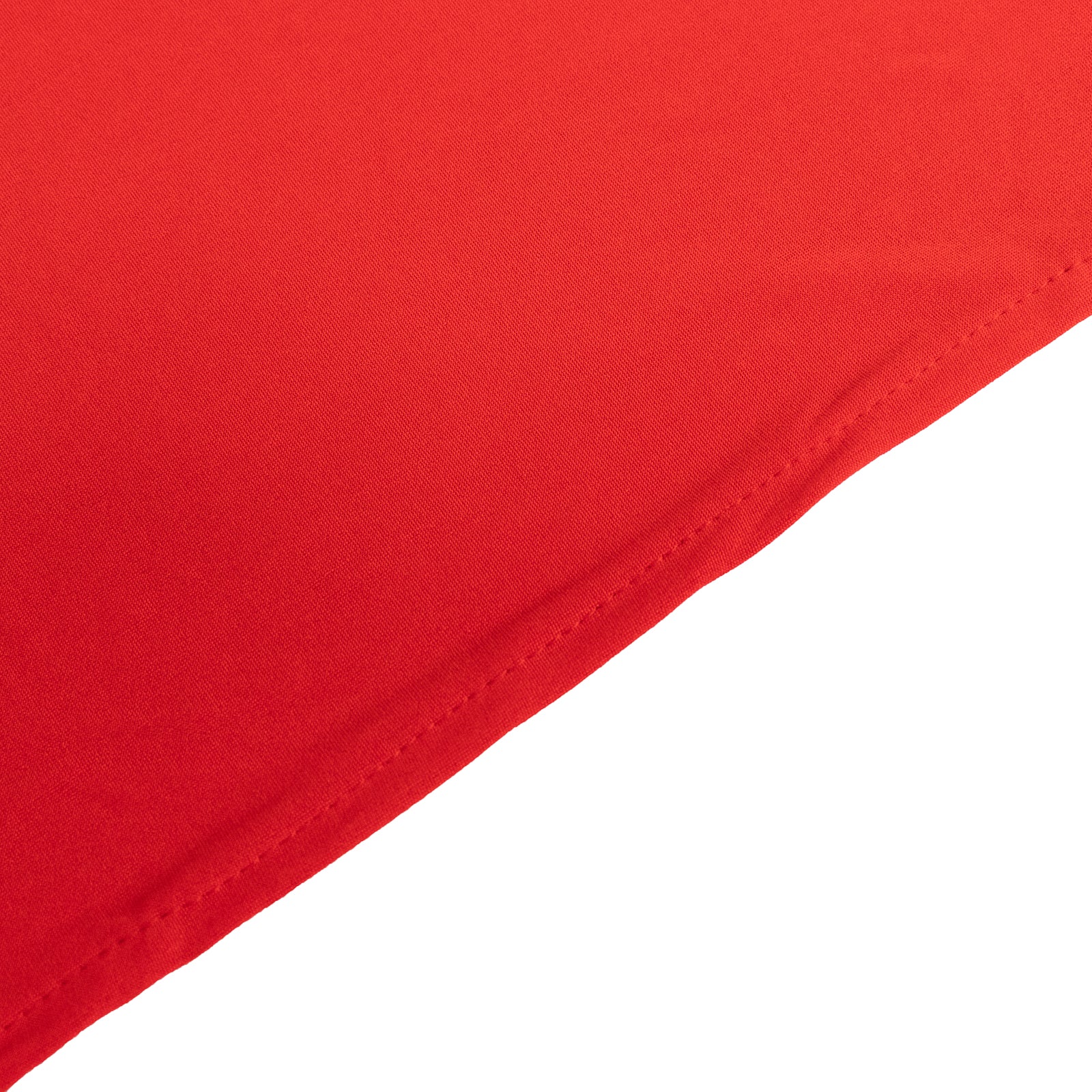 Red fitted table cover for 72 inch tables.