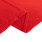 Red fitted table cover for 72-inch tables.