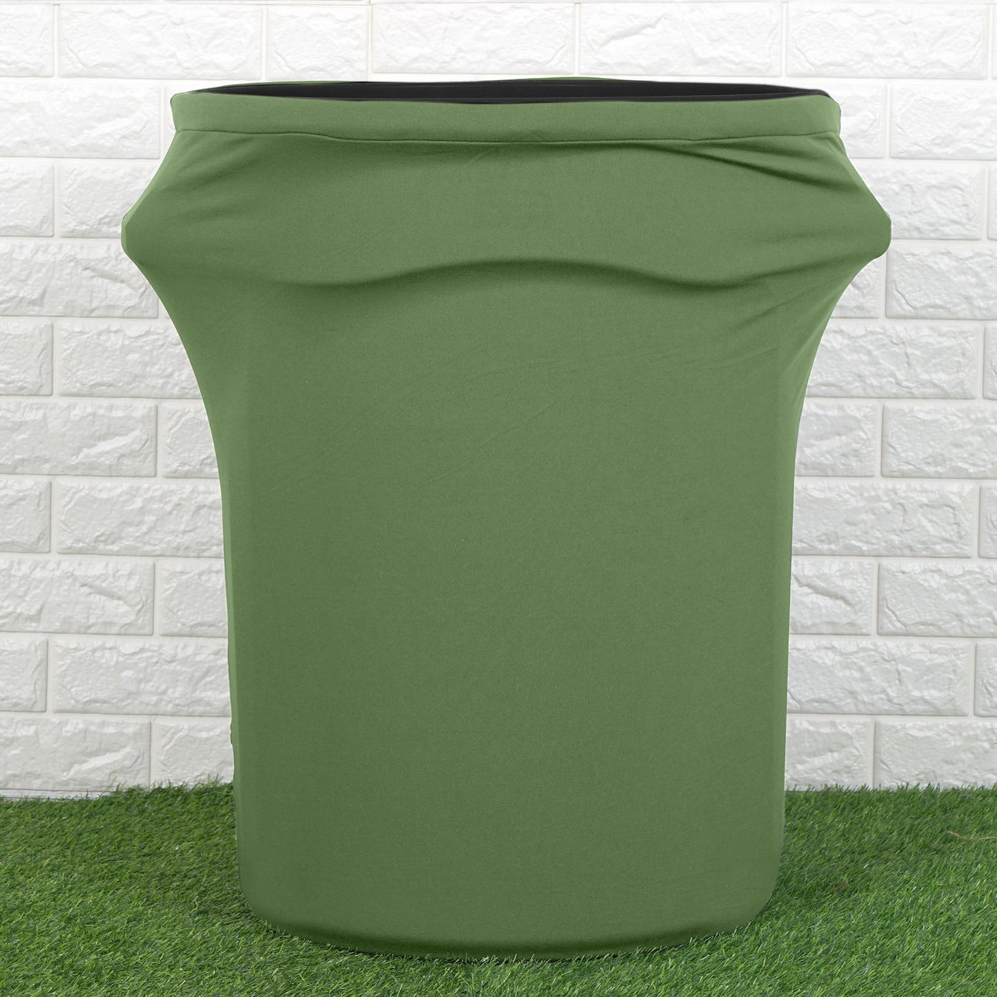 41-50 Gallons Green Stretch Spandex Round Trash Bin Container Cover