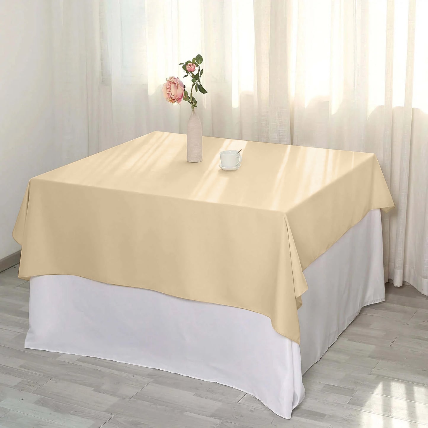 54"x54" Beige Square Polyester Overlay