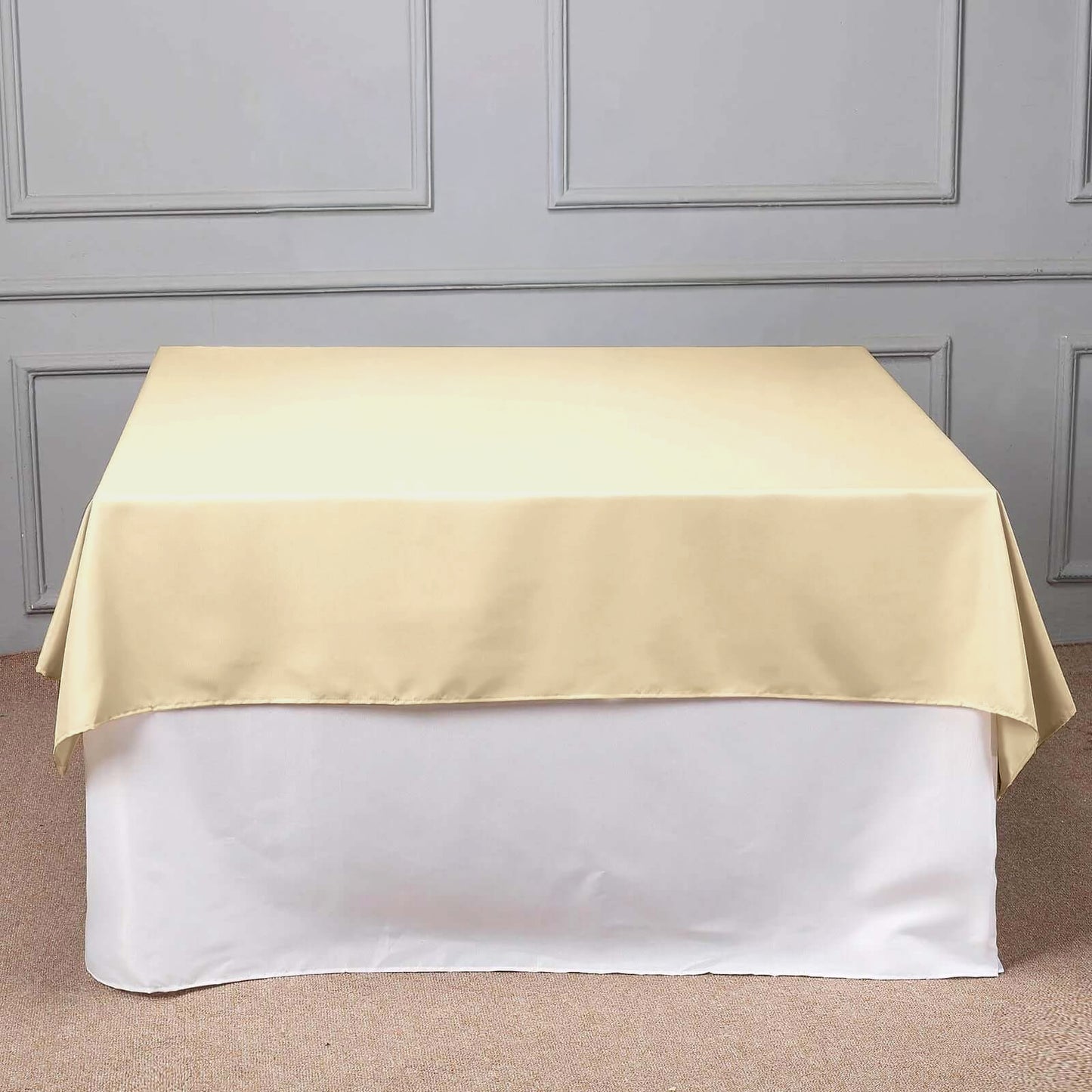 70"x70" Beige Square Seamless Polyester Overlay