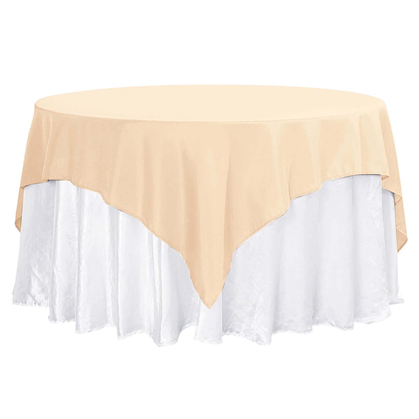 70"x70" Beige Premium Seamless Polyester Square Table Overlay - 220GSM