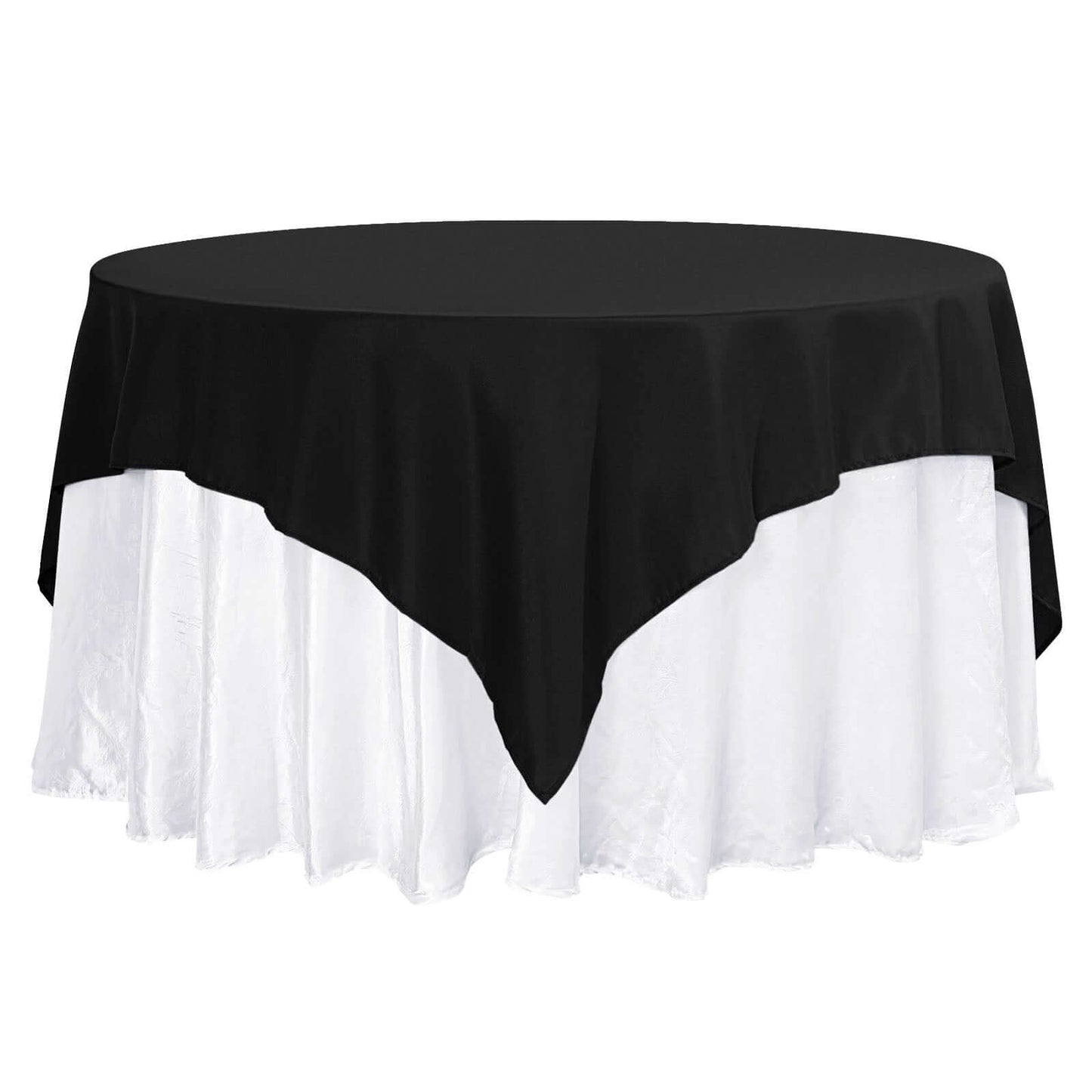 70"x70" Black Premium Seamless Polyester Square Table Overlay - 220GSM