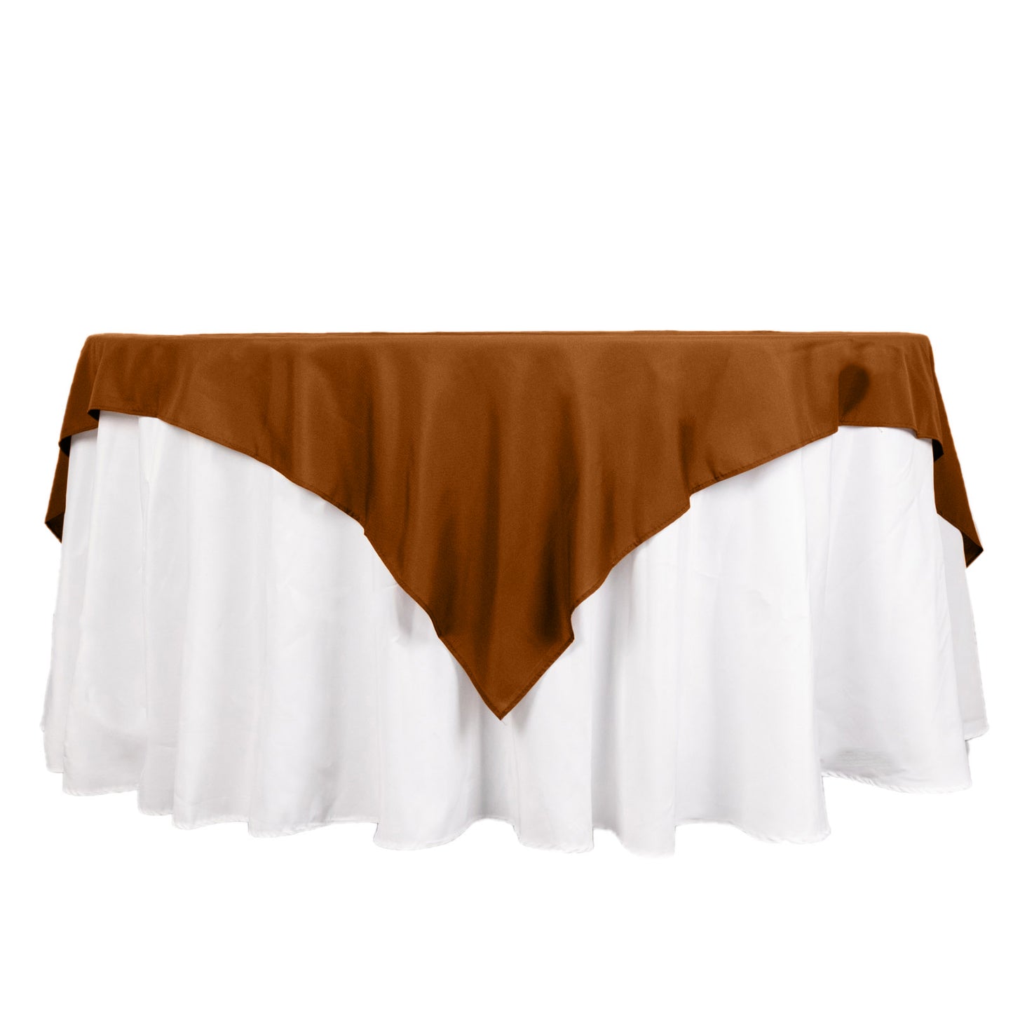 70"x70" Cinnamon Brown Seamless Polyester Square Table Overlay