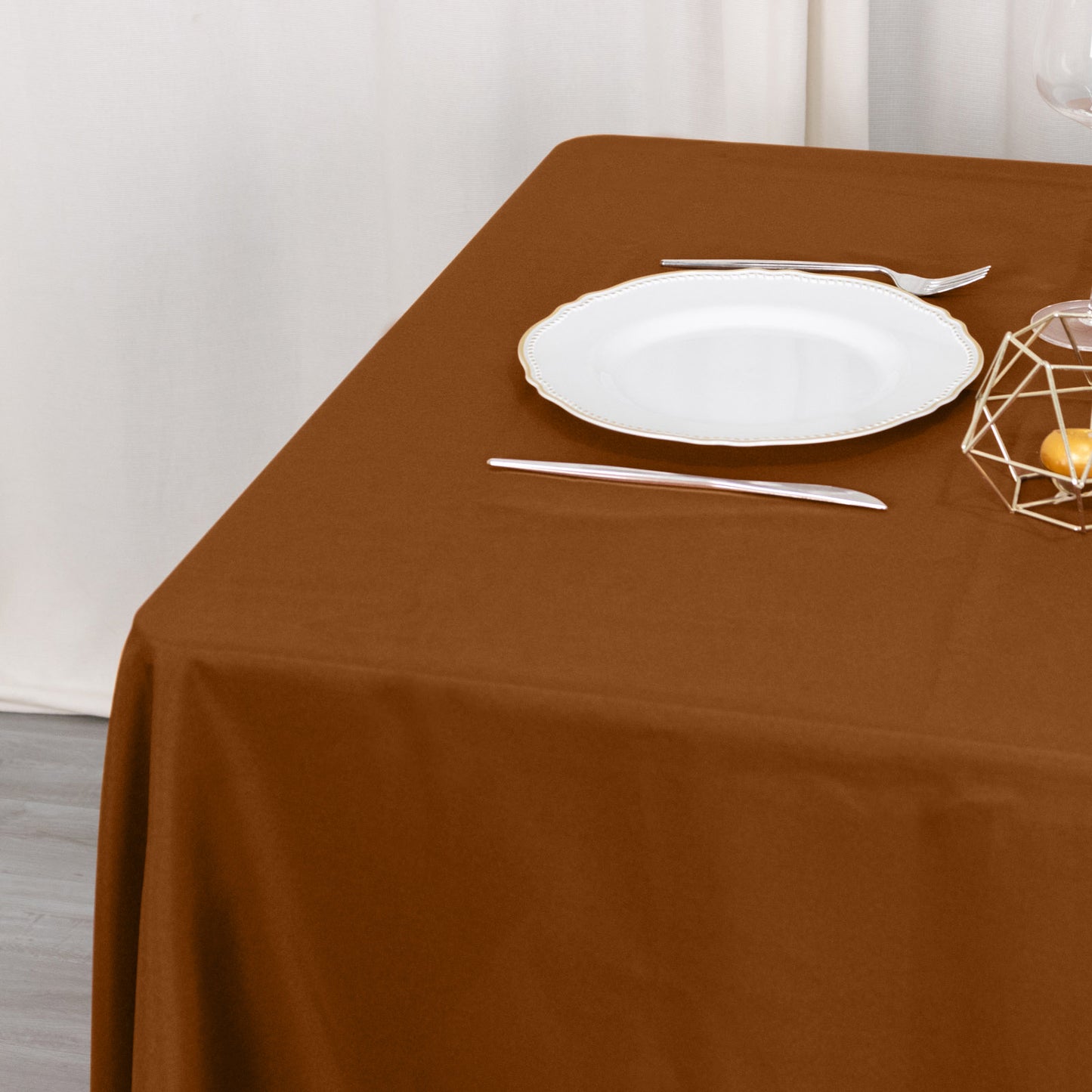 70"x70" Cinnamon Brown Seamless Polyester Square Table Overlay