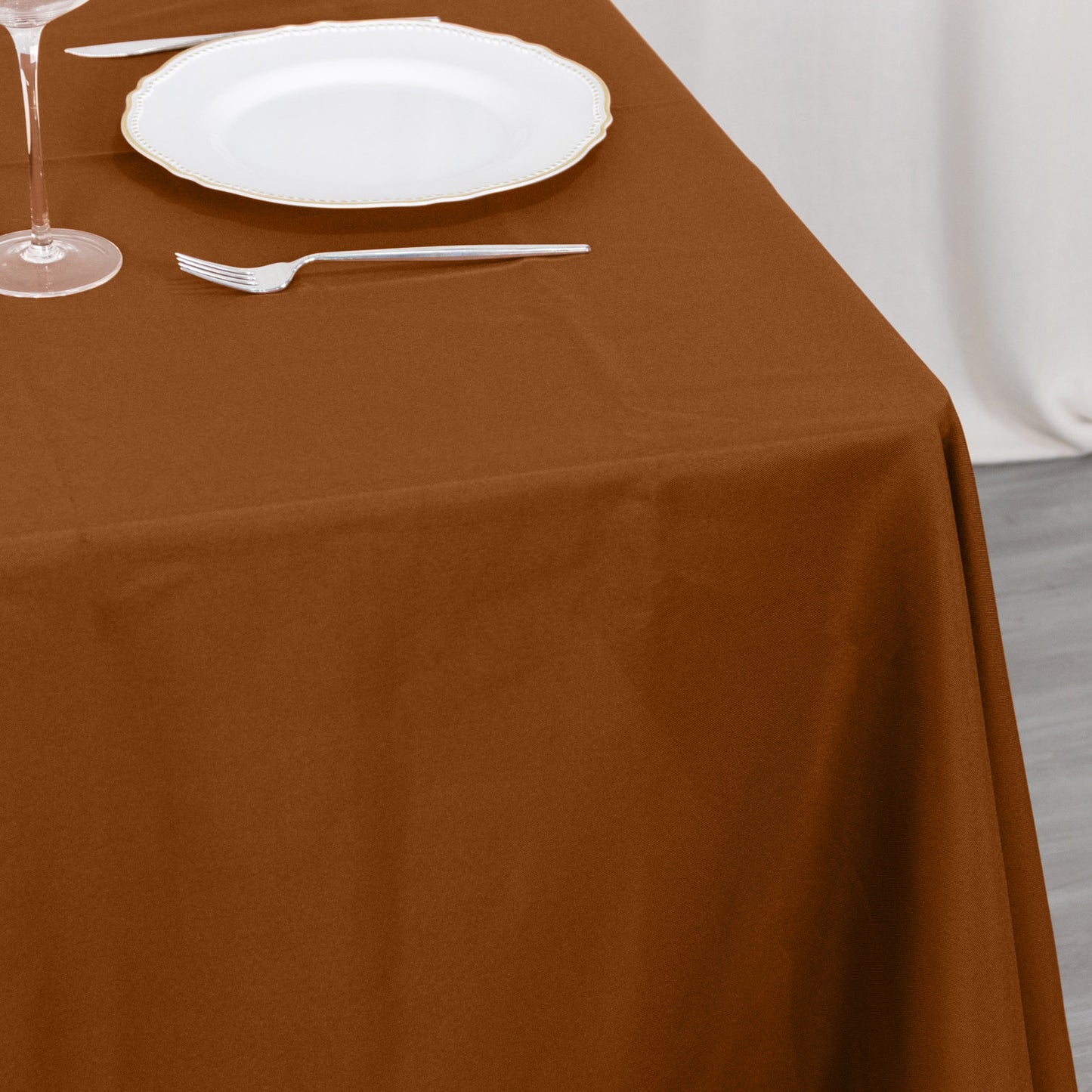 70"x70" Cinnamon Brown Seamless Polyester Square Table Overlay